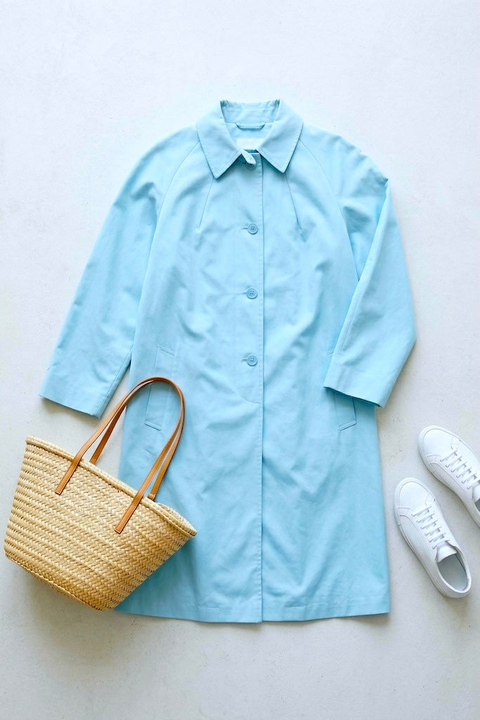 Vintage Pastel Blue Spring Overcoat Raincoat