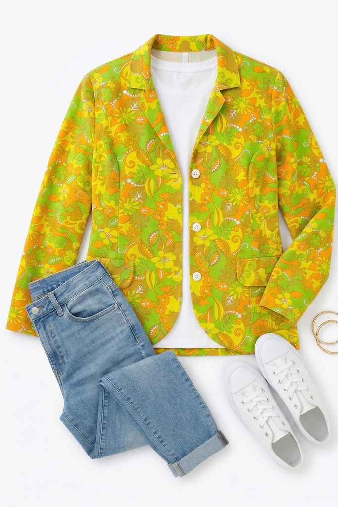 Vintage Mod Yellow Floral Jacket