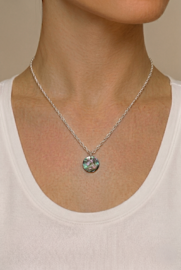 Mother of Pearl Coin Necklace-ThisBlueBird
