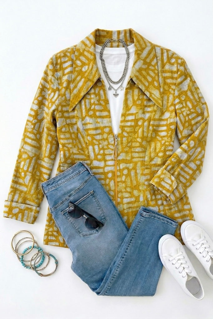 Mustard Yellow Batik Jacket-ThisBlueBird