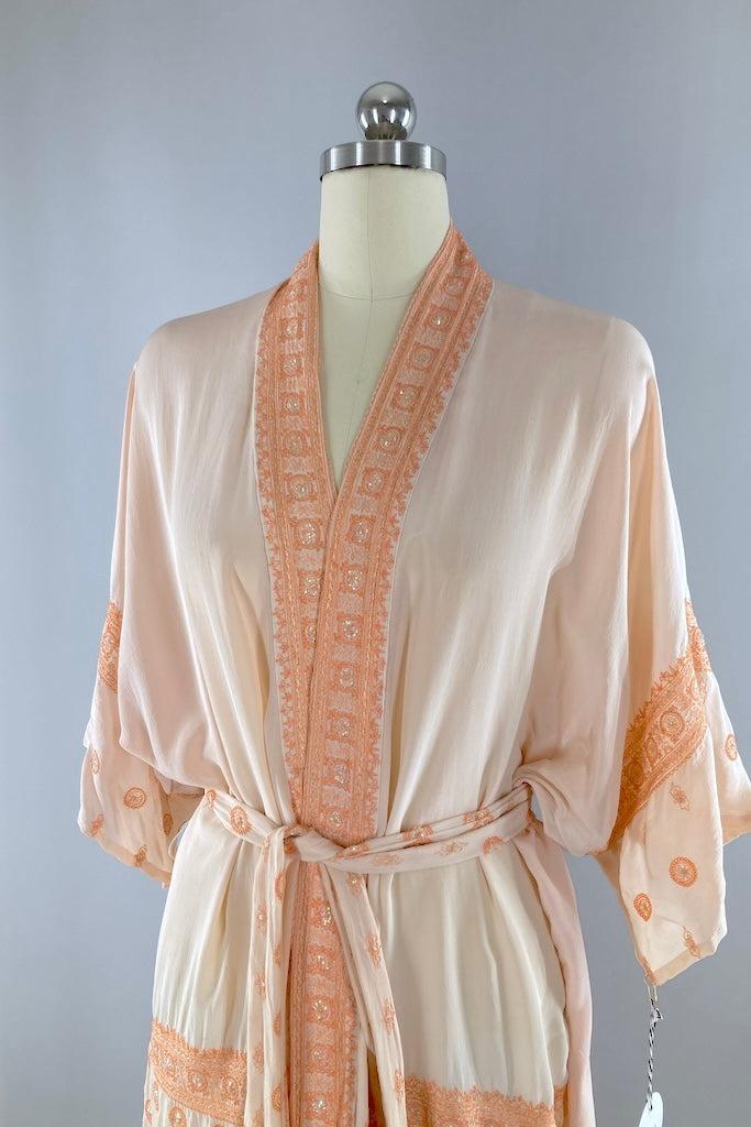 Peach Silk Sari Robe-ThisBlueBird