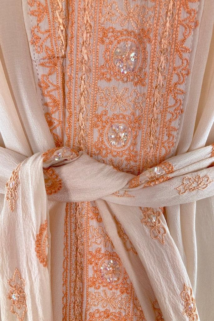 Peach Silk Sari Robe-ThisBlueBird