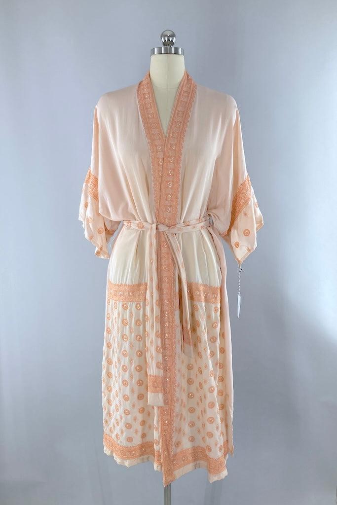 Peach Silk Sari Robe-ThisBlueBird