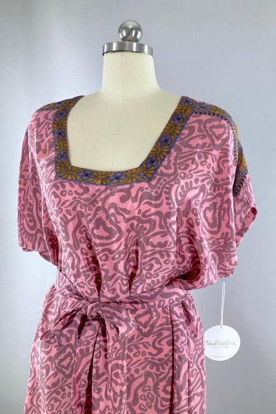 Pink Sari Kaftan Dress-ThisBlueBird