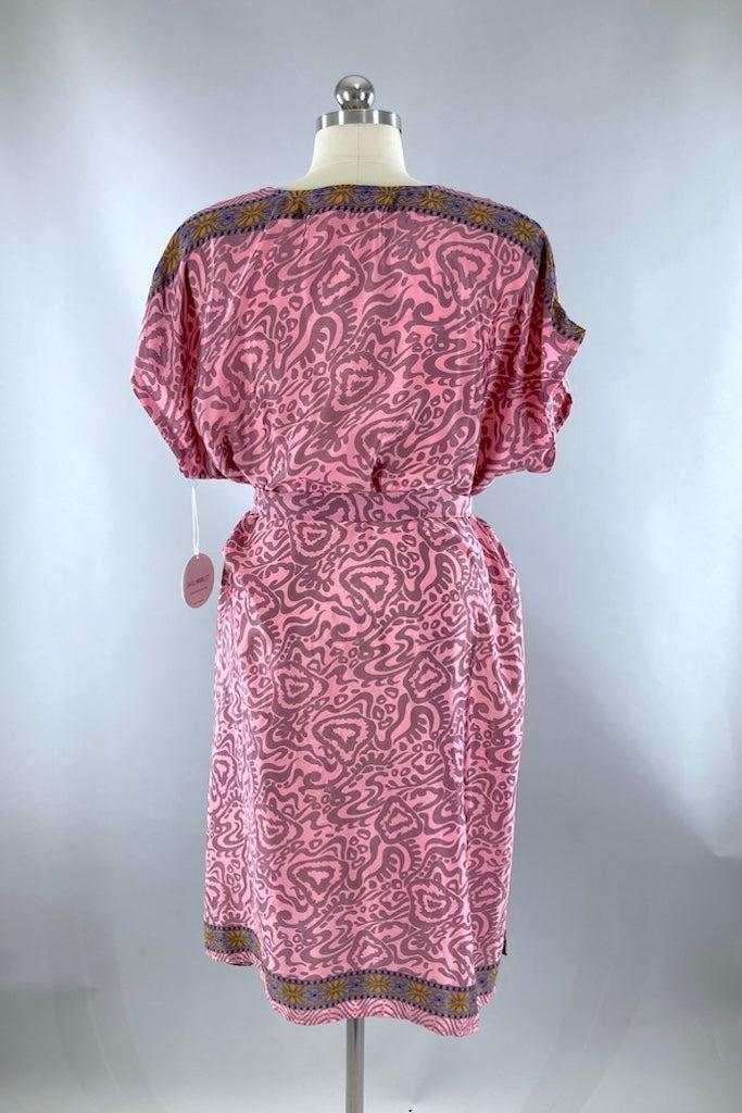 Pink Sari Kaftan Dress-ThisBlueBird