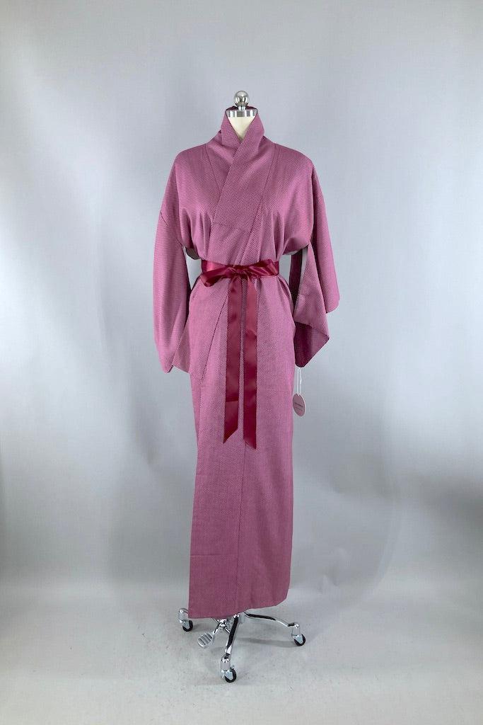 Purple & White Ikat Dots Kimono Robe-ThisBlueBird
