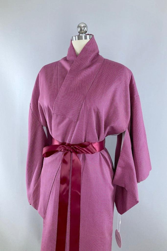 Purple &amp; White Ikat Dots Kimono-ThisBlueBird