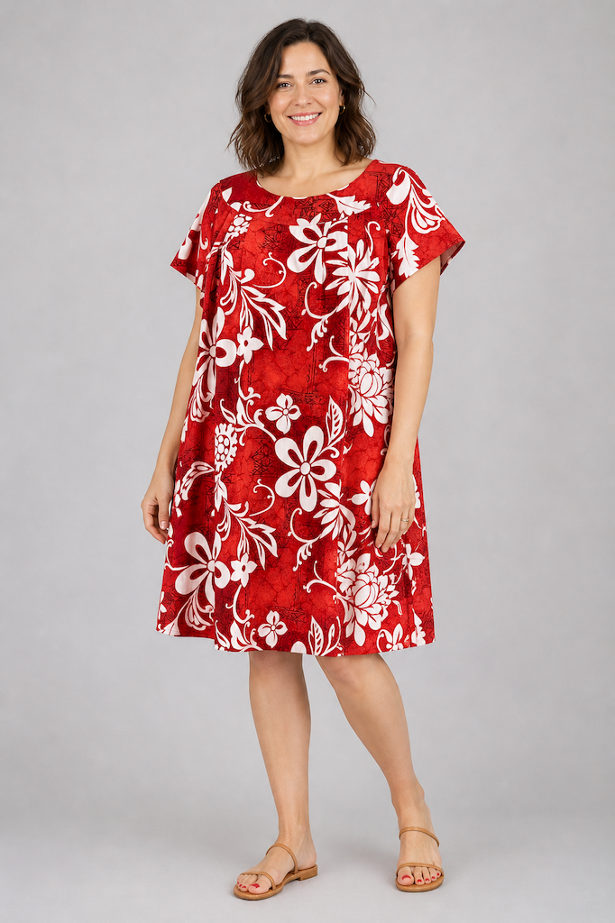 Vintage Red Hawaiian Dress
