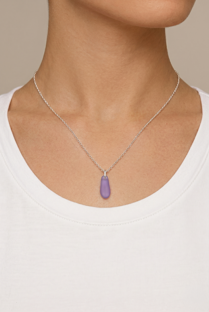 Sea Glass Drop Pendant Necklace-ThisBlueBird