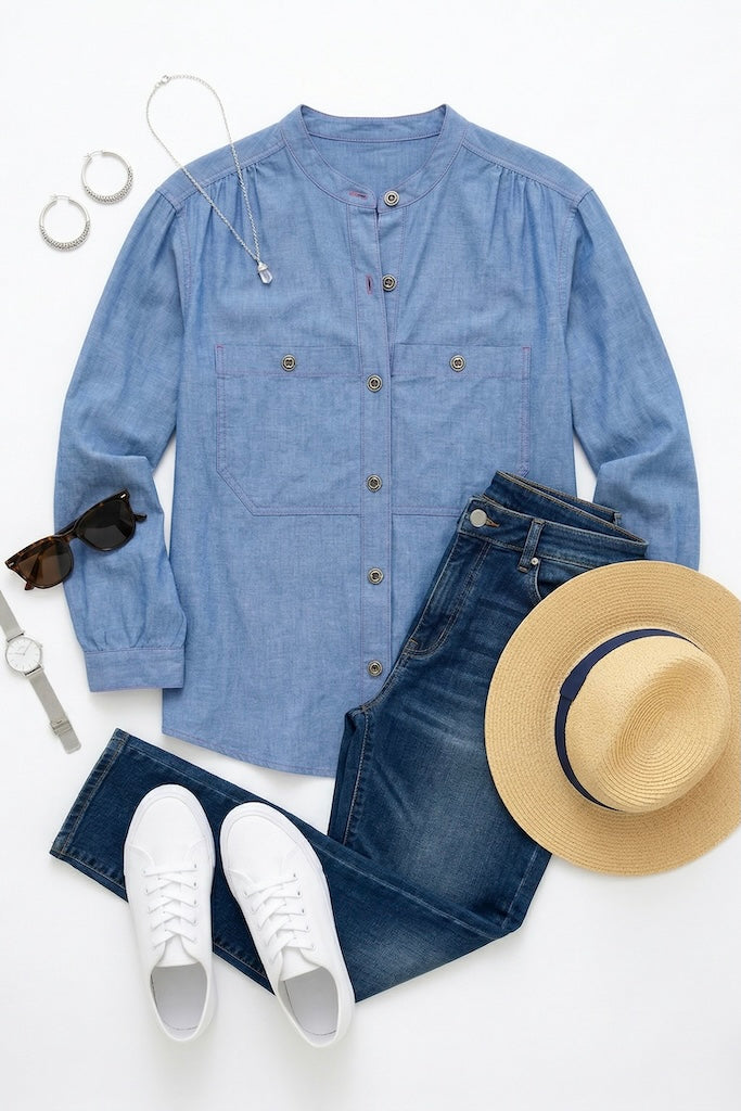 Vintage 70s Chambray Denim Shirt-ThisBlueBird