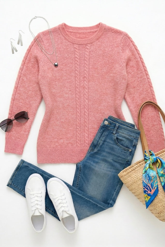 Vintage Pink Wool Fisherman&