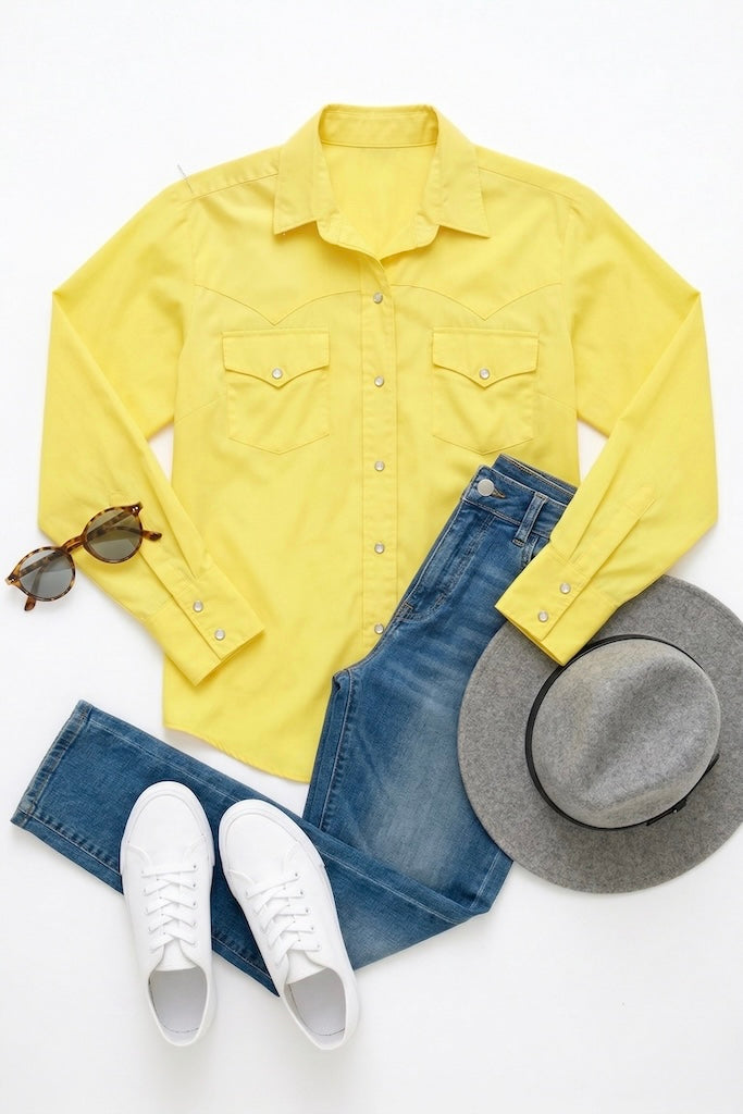 Vintage Cos Cob Yellow Western Shirt-ThisBlueBird