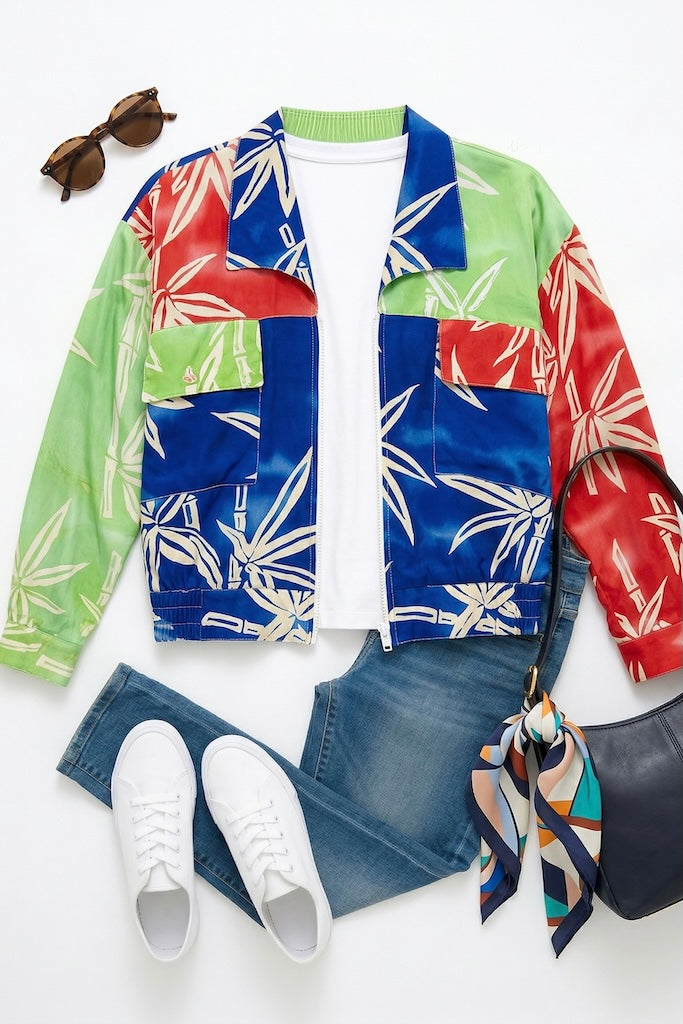 Vintage Beaded Batik Floral Jacket-ThisBlueBird