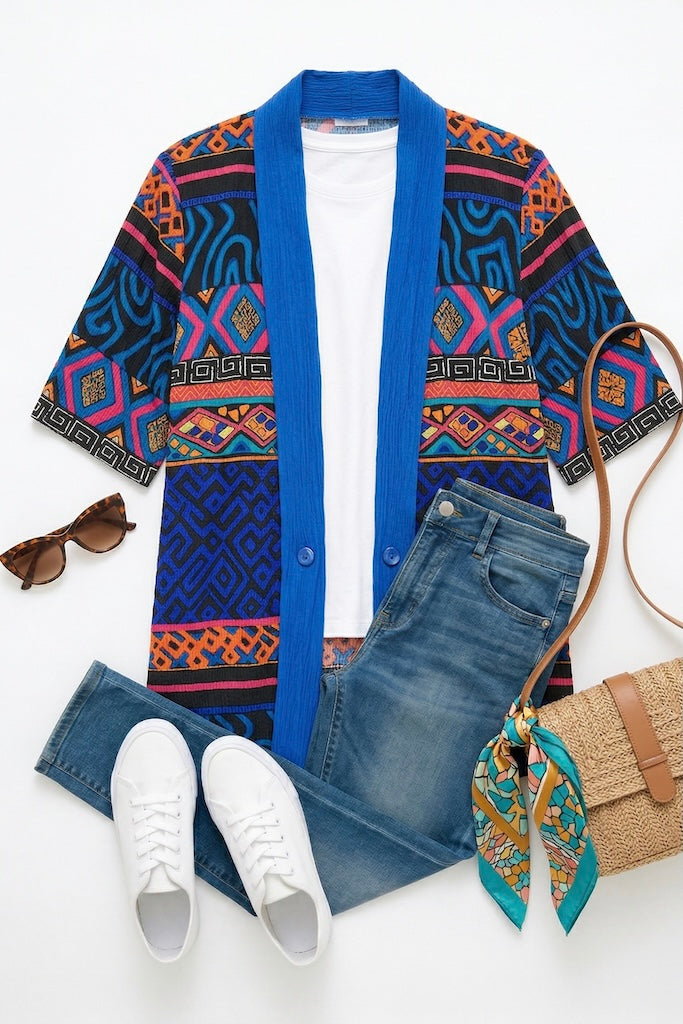 Vintage 80s Abstract Summer Cardigan-ThisBlueBird