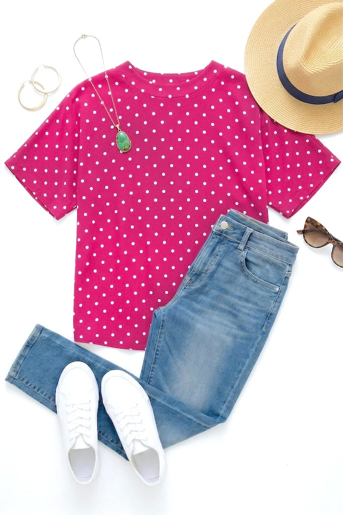 Vintage Pink Polka Dot Blouse-ThisBlueBird