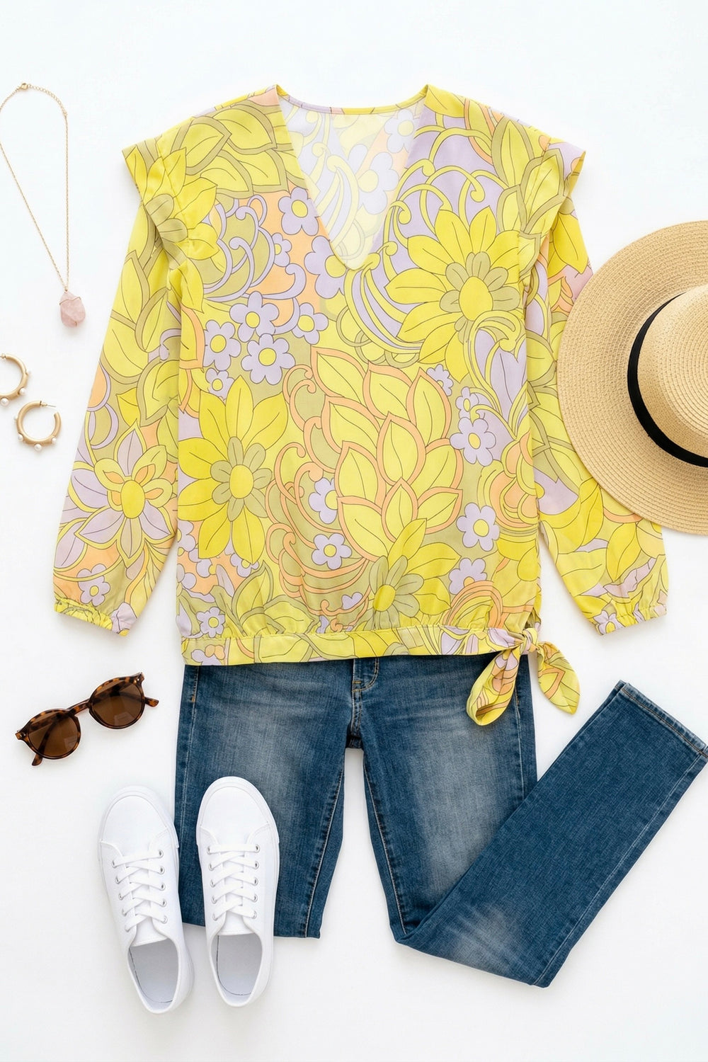 Vintage 60s Mod Yellow Paisley Blouse-ThisBlueBird