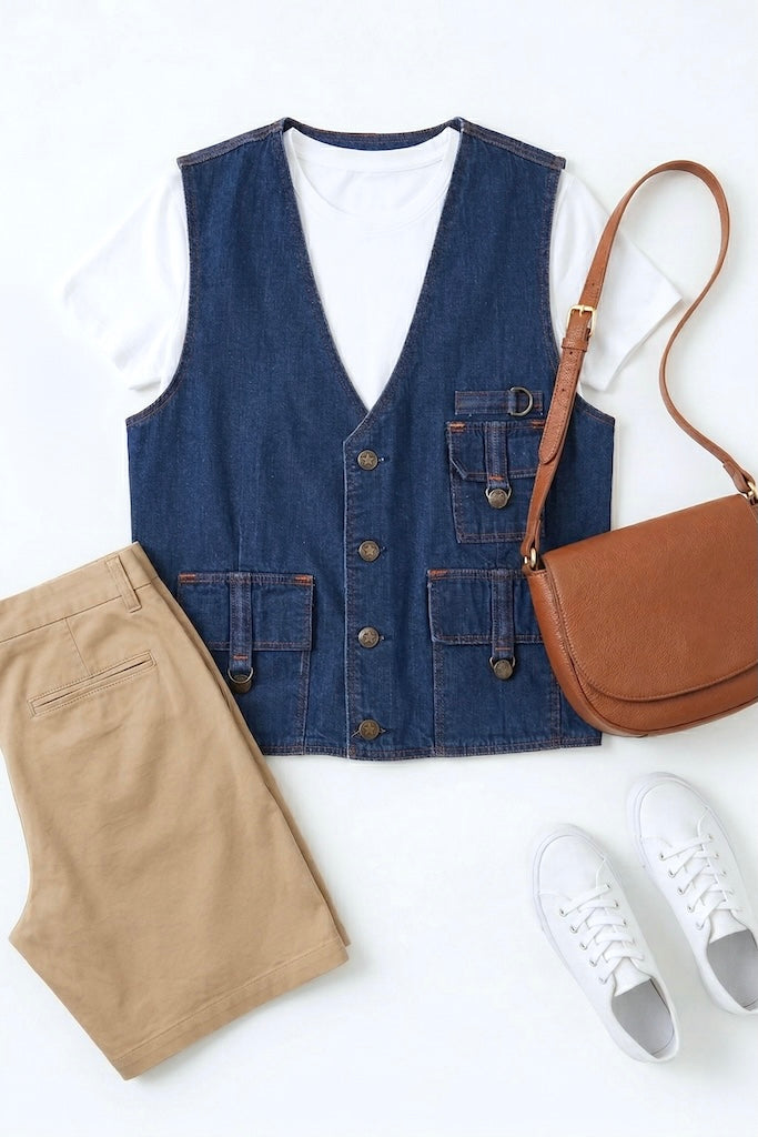 Vintage Denim Vest-ThisBlueBird