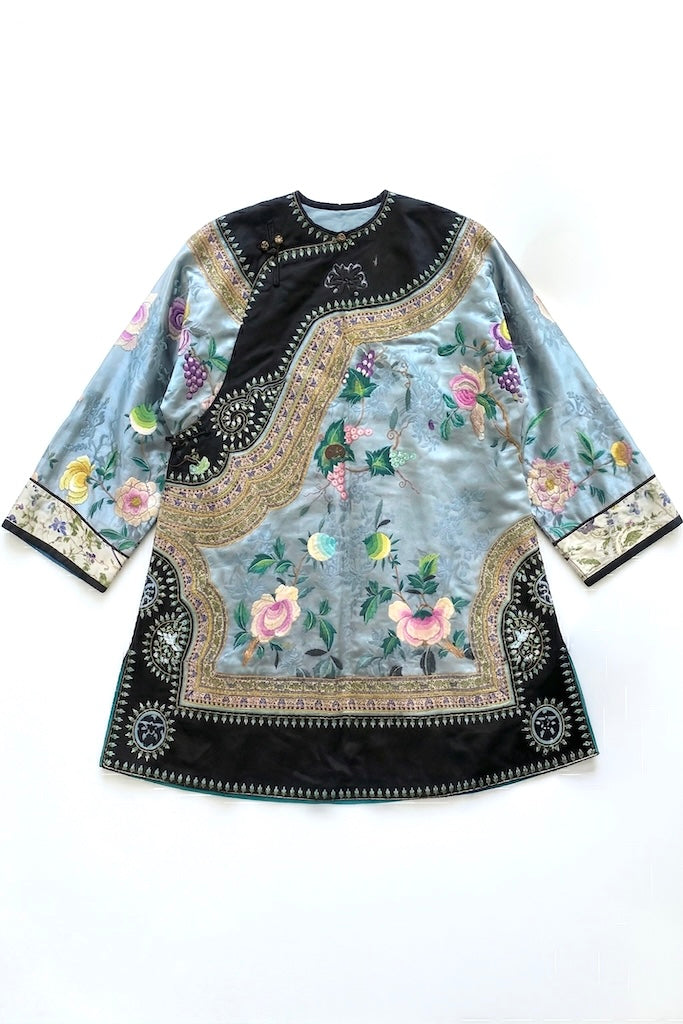 Antique Chinese Blue Silk Embroidered Court Robe-ThisBlueBird