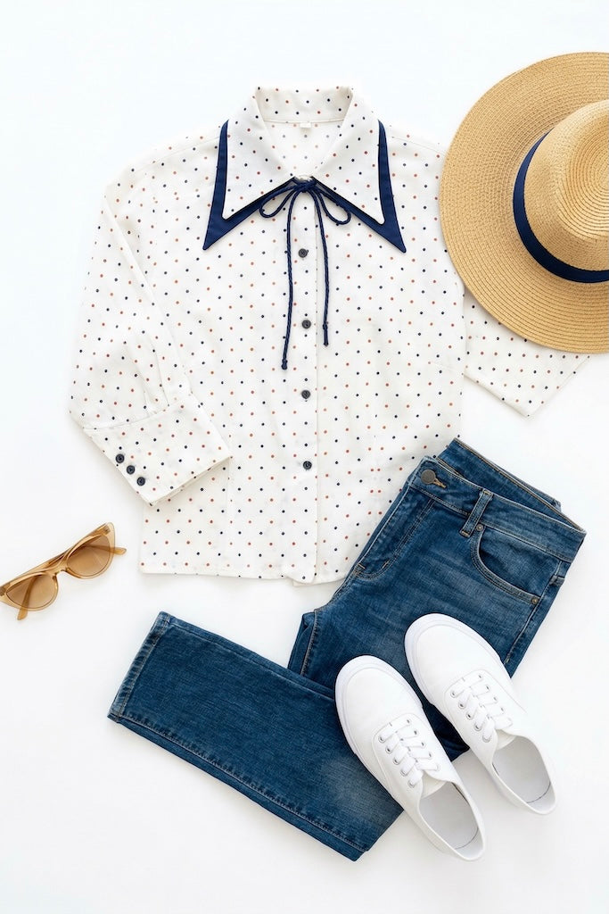 Vintage Polka Dot Blouse-ThisBlueBird