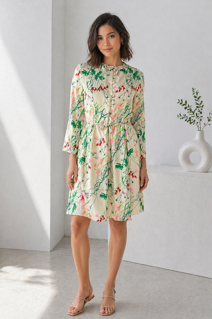 Vintage 1980s Floral Day Dress