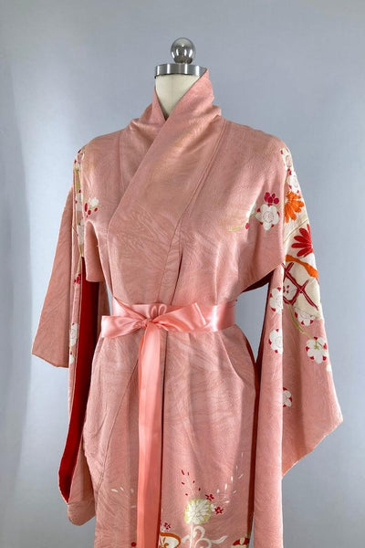 Vintage 1920s Pink Silk Kimono-ThisBlueBird