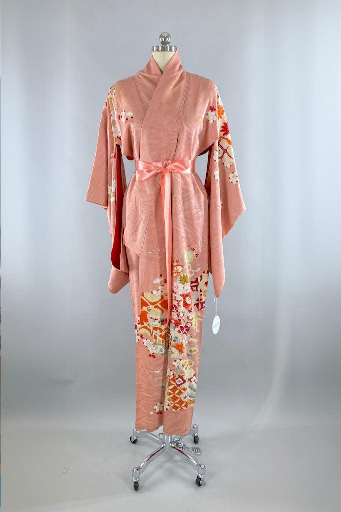 Vintage 1920s Pink Silk Kimono-ThisBlueBird