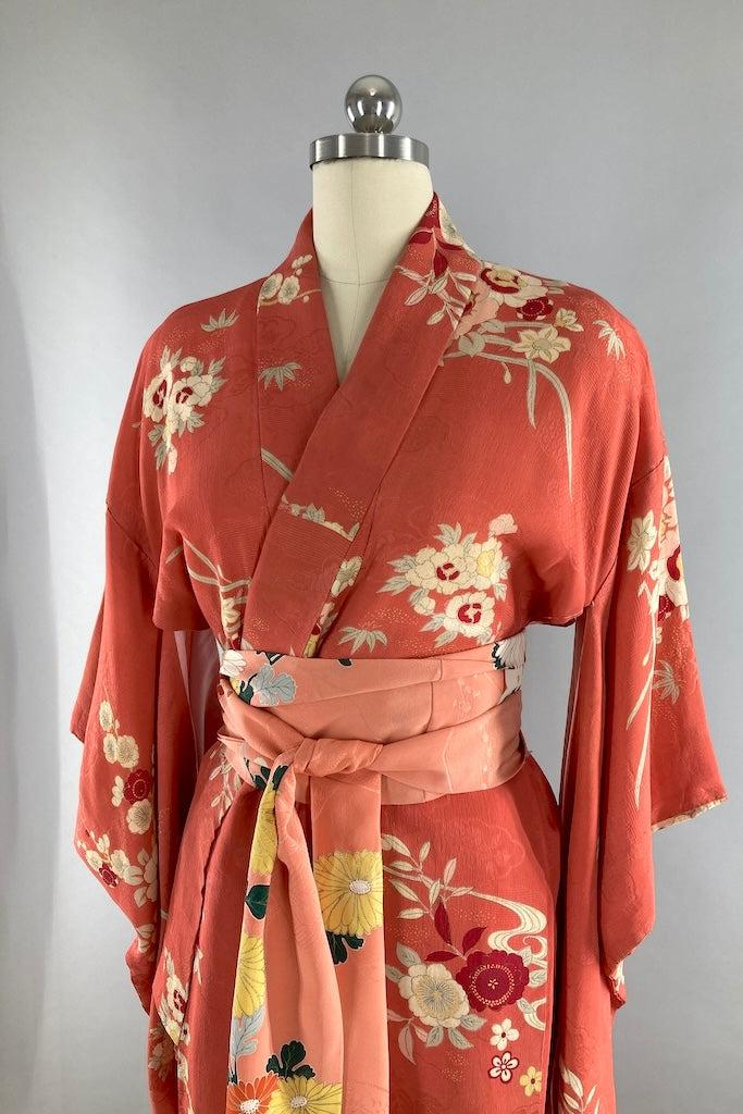 Vintage 1920s Terra Cotta Silk Kimono-ThisBlueBird