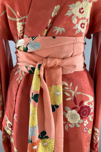 Vintage 1920s Terra Cotta Silk Kimono-ThisBlueBird