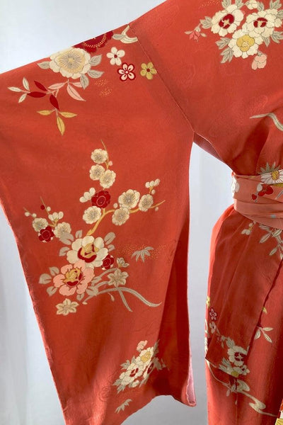 Vintage 1920s Terra Cotta Silk Kimono-ThisBlueBird