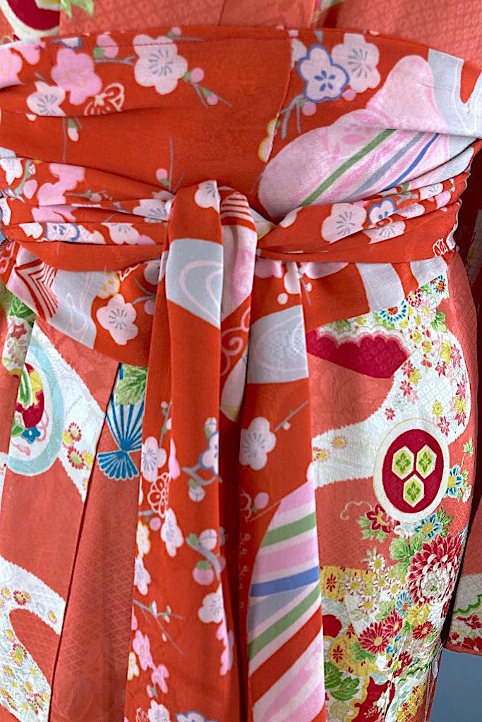 Vintage 1930s Coral Pink Silk Kimono-ThisBlueBird