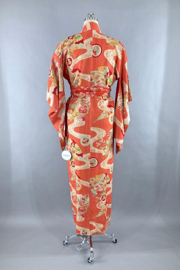 Vintage 1930s Coral Pink Silk Kimono-ThisBlueBird