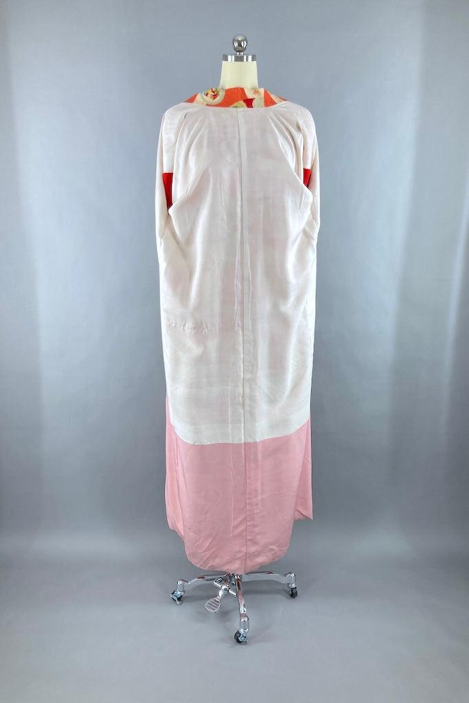 Vintage 1930s Coral Pink Silk Kimono-ThisBlueBird