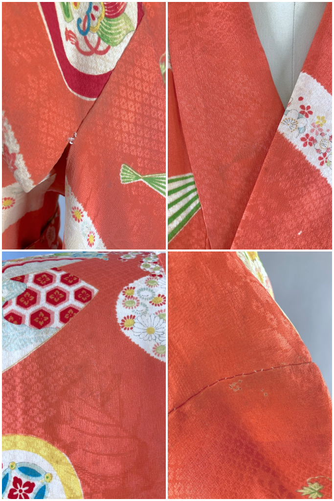 Vintage 1930s Coral Pink Silk Kimono-ThisBlueBird