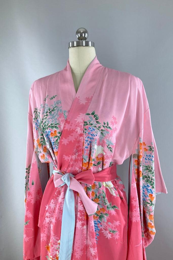 Vintage 1930s Pink Floral Reversible Kimono-ThisBlueBird