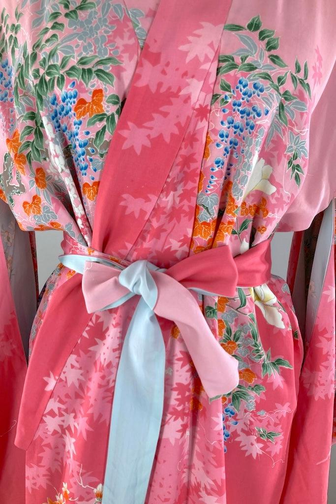 Vintage 1930s Pink Floral Reversible Kimono-ThisBlueBird