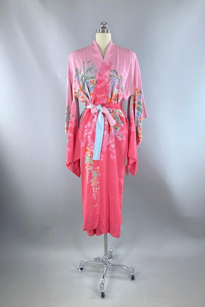 Vintage 1930s Pink Floral Reversible Kimono-ThisBlueBird