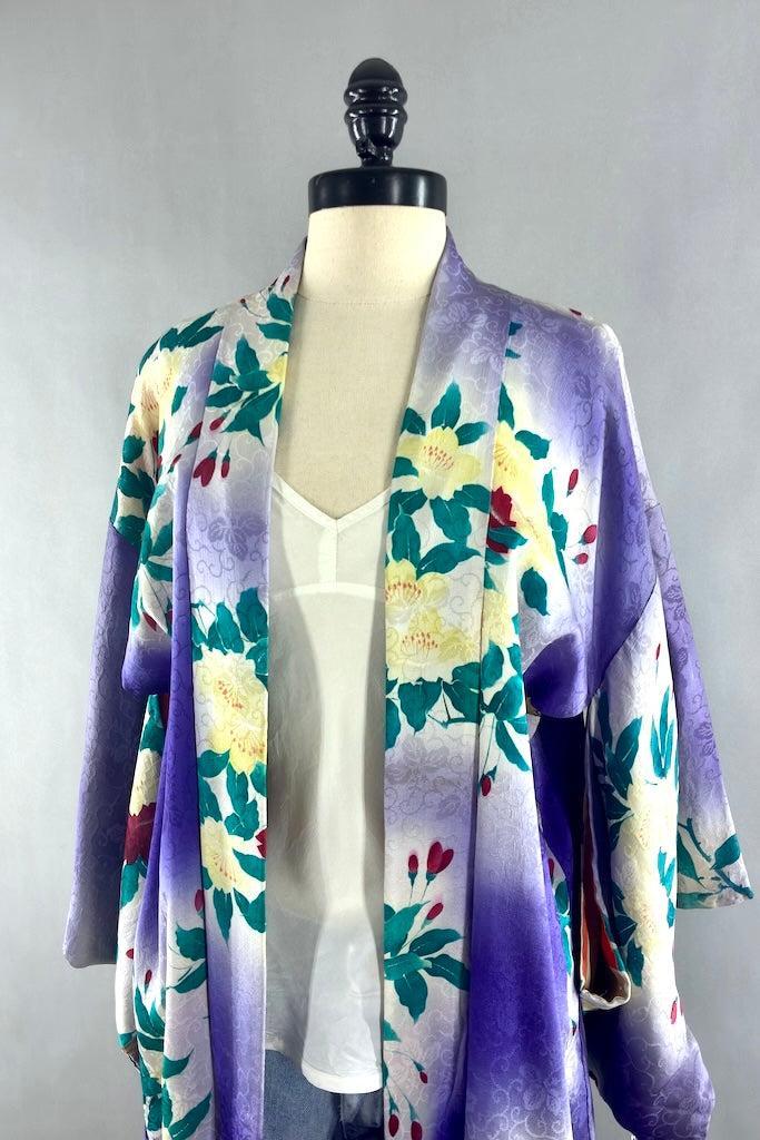 Vintage 1930s Purple Silk Kimono Cardigan-ThisBlueBird