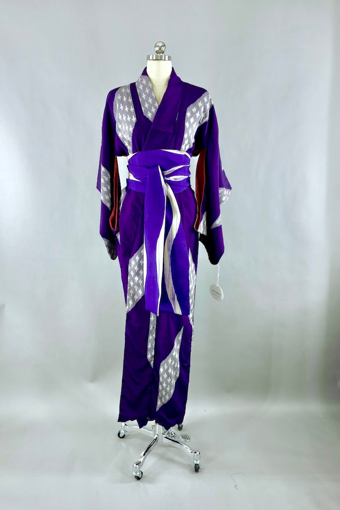 Vintage 1930s Purple Silk Kimono Robe-ThisBlueBird