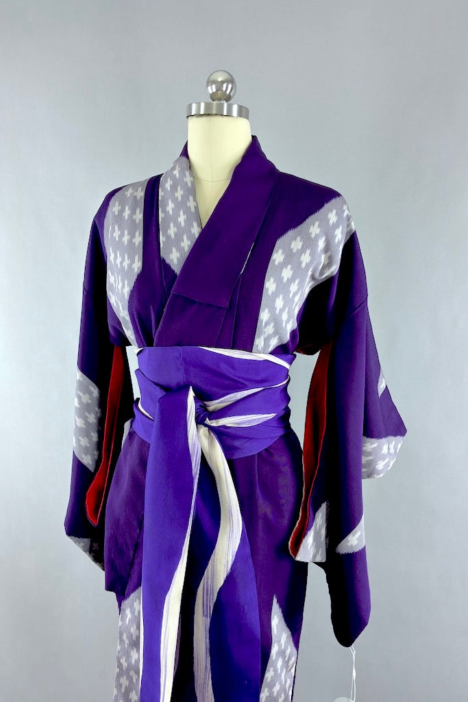 Vintage 1930s Purple Silk Kimono Robe-ThisBlueBird