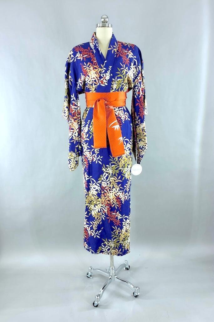 Vintage 1930s Royal Blue Rayon Kimono Robe-ThisBlueBird