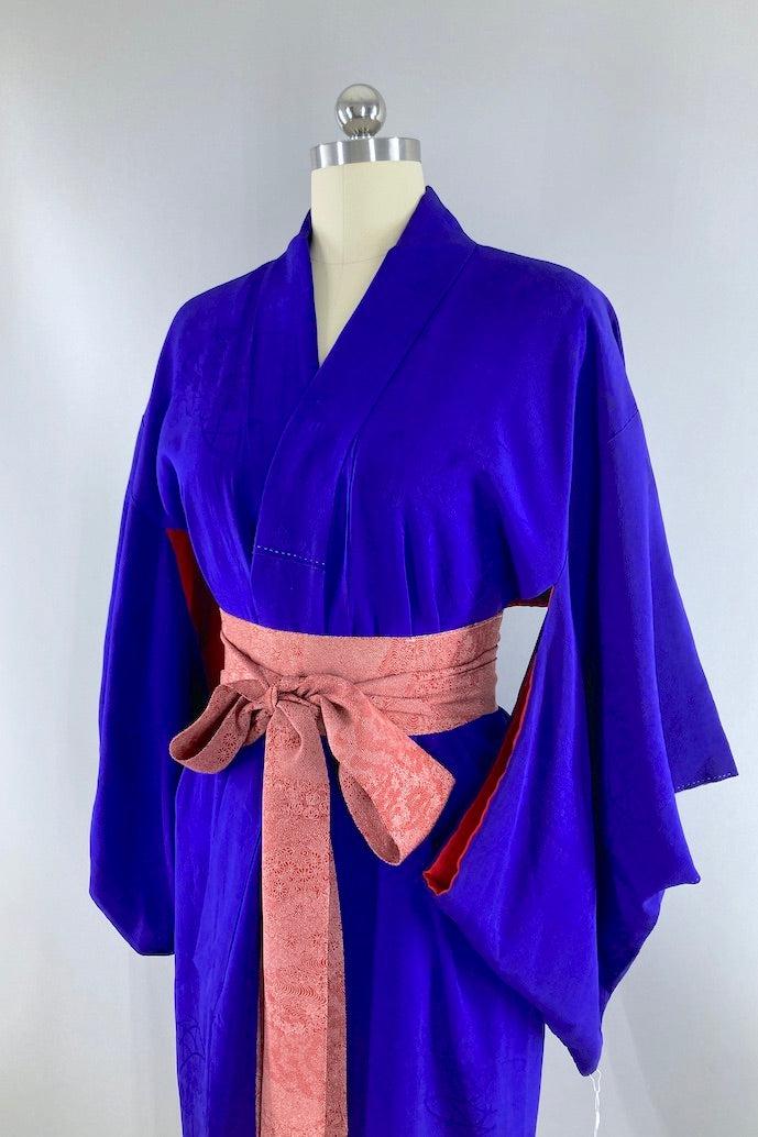 Vintage 1930s Royal Blue Silk Kimono-ThisBlueBird