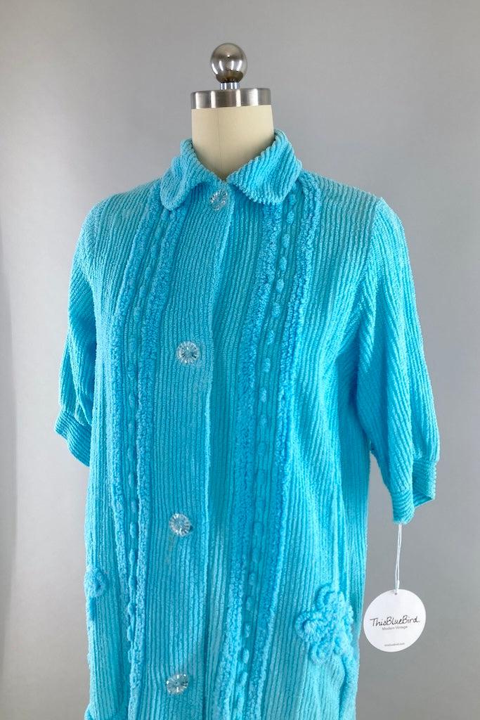 Vintage 1940s Blue Chenille Robe-ThisBlueBird