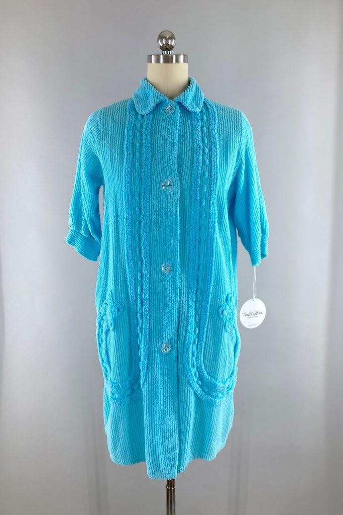 Vintage 1940s Blue Chenille Robe-ThisBlueBird