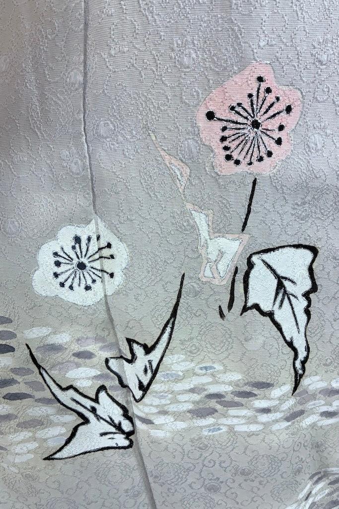 Vintage 1940s Grey Silk Kimono-ThisBlueBird