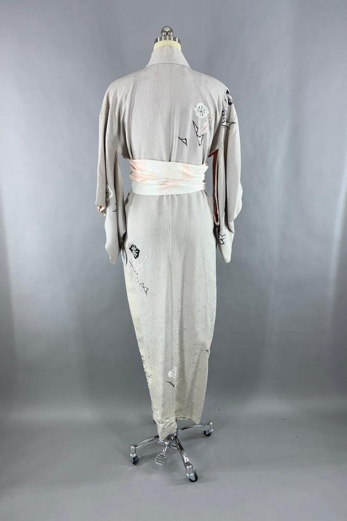 Vintage 1940s Grey Silk Kimono-ThisBlueBird