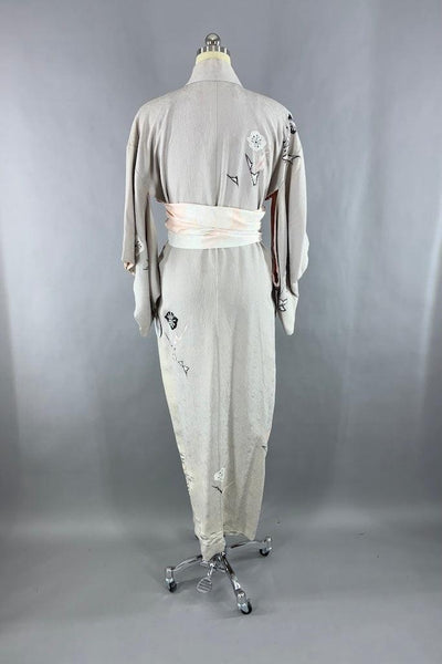 Vintage 1940s Grey Silk Kimono-ThisBlueBird