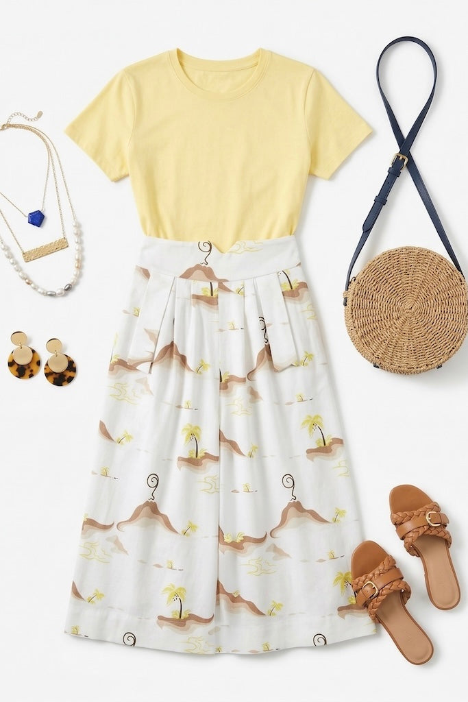 Vintage 1940s Hawaiian Novelty Print Skirt-ThisBlueBird