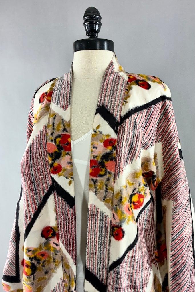 Vintage 1940s Ikat Silk Kimono Cardigan-ThisBlueBird