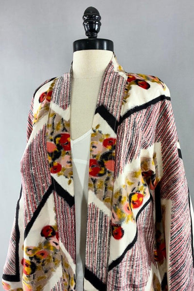 Vintage 1940s Ikat Silk Kimono Cardigan-ThisBlueBird