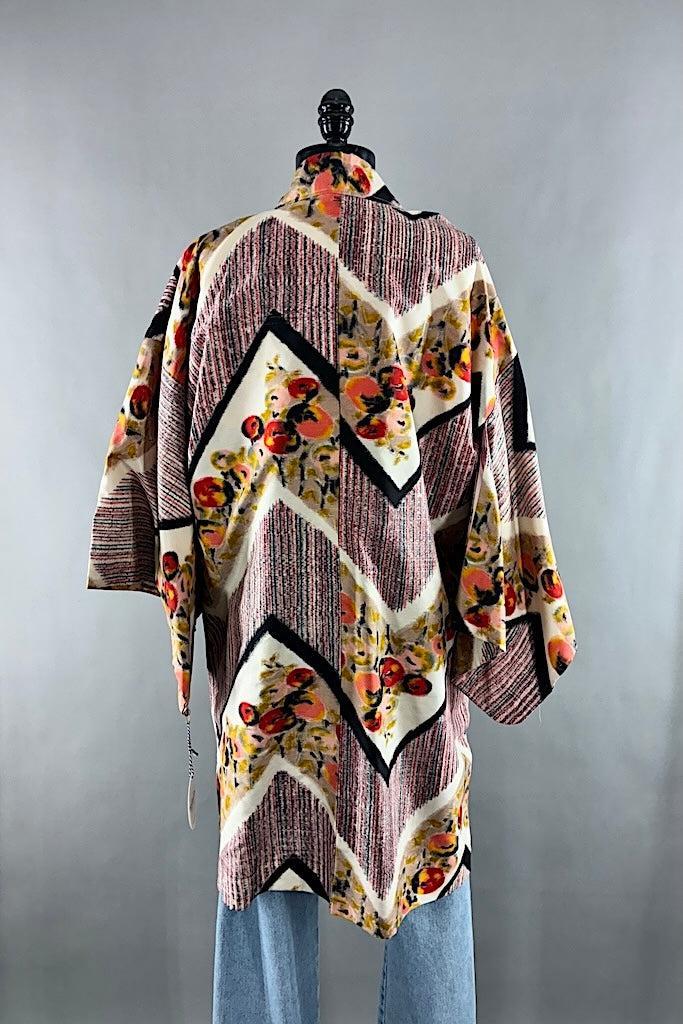 Vintage 1940s Ikat Silk Kimono Cardigan-ThisBlueBird
